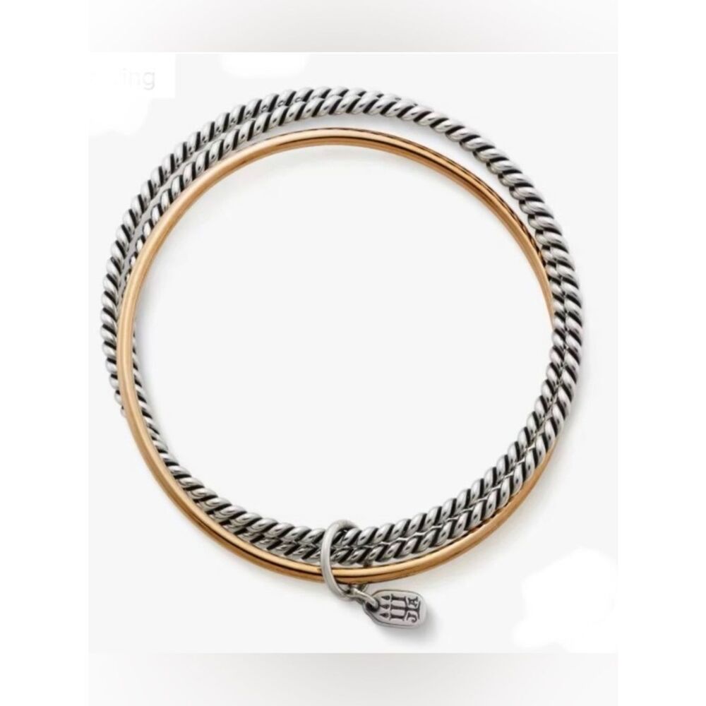 James Avery Retired Bronze and Silver Twist Bangle Bracelet